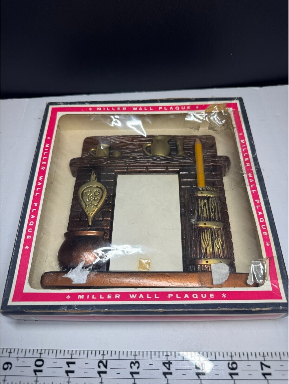 VTG Miller Studio Wall Plaque Chalkware Kitchen Hearth Memo Notepad Fireplace